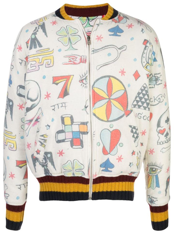 The Elder Statesman Boomsland Bomber Jacket - White