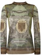 Jean Paul Gaultier Vintage Printed Sheer Sweater, Women's, Size: 40