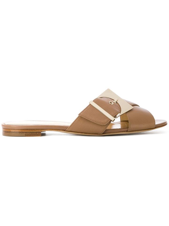 Chloe Gosselin Crossover Buckled Sandals - Nude & Neutrals