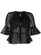 Charo Ruiz Cut Out Embroidered Blouse - Black