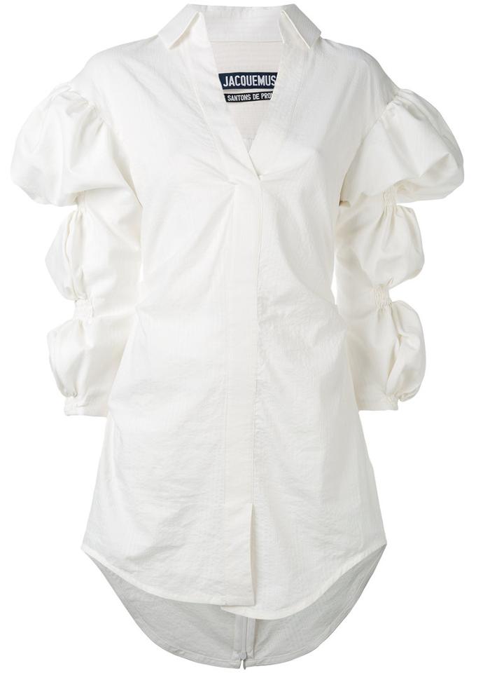 Jacquemus - Gathered Puffy Sleeves Dress - Women - Cotton - 34, White, Cotton