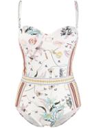 Tory Burch Floral Print Swimsuit - Neutrals