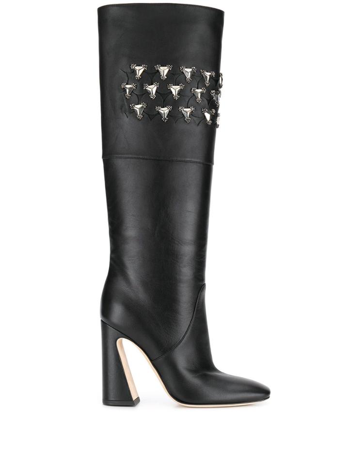 Alberta Ferretti Crystal-embellished Boots - Black