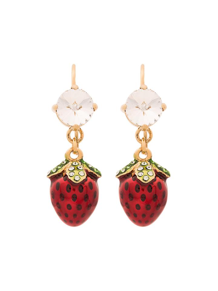 Miu Miu Crystal Strawberry Earrings - Red