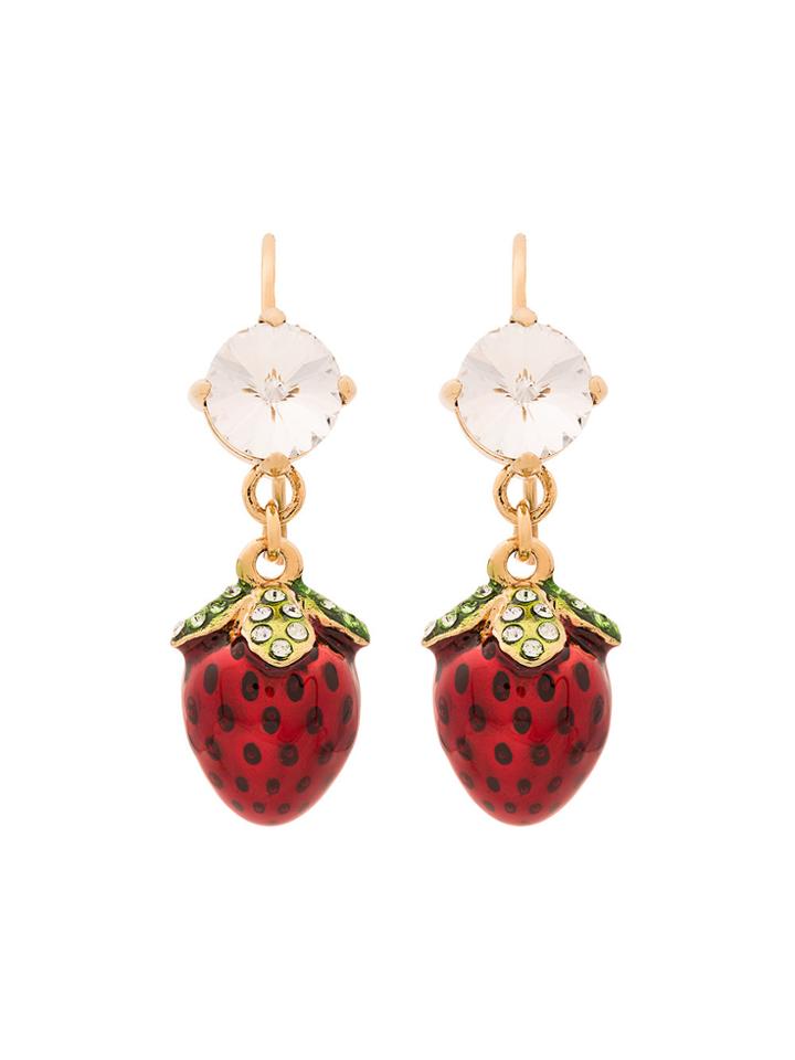 Miu Miu Crystal Strawberry Earrings - Red
