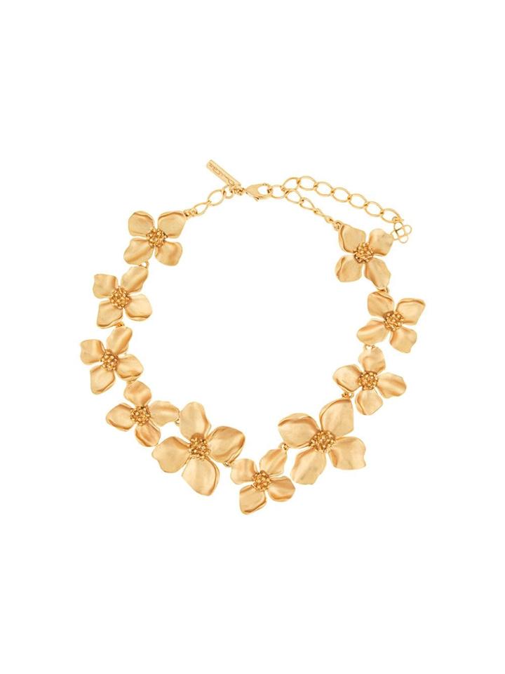 Oscar De La Renta Flower Necklace - Metallic