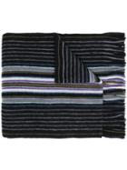 Paul Smith Striped Fine Knit Scarf - Black