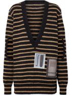 Burberry Montage Print Striped Mohair Wool Blend Sweater - Black
