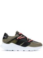 Leather Crown Striped Cord Sneakers - Black