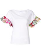 Ultràchic Contrast Ruffled Sleeves Top - White