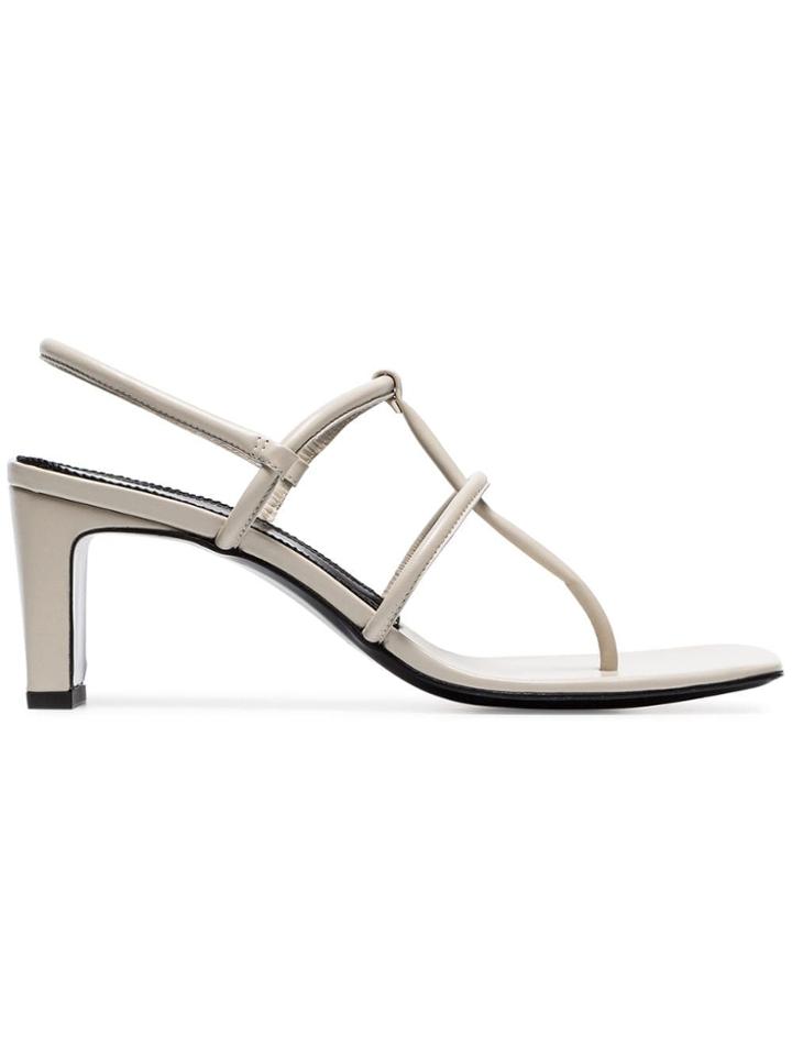 Dorateymur Beige 65 Thong Leather Sandals - Neutrals
