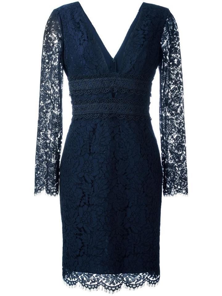 Diane Von Furstenberg Deep V-neck Lace Dress - Blue