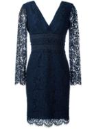 Diane Von Furstenberg Deep V-neck Lace Dress - Blue