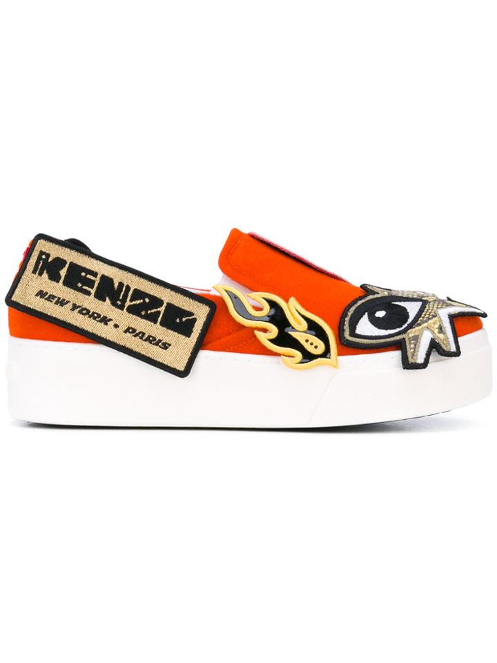Kenzo Patch Platform Sneakers - Red
