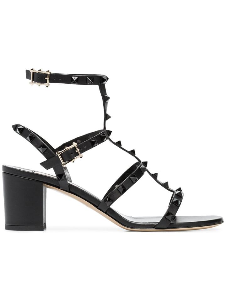 Valentino Black Rockstud 60 Leather Sandals