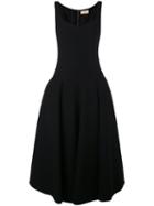 Flared Midi Dress - Women - Cotton/polyamide/spandex/elastane - 40, Black, Cotton/polyamide/spandex/elastane, Sara Battaglia