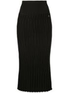 Chanel Vintage Ribbed Fitted Midi Skirt - Black