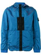 Stone Island Prismatic Hooded Jacket, Men's, Size: Small, Blue, Polyester/polyurethane Resin/polyamide