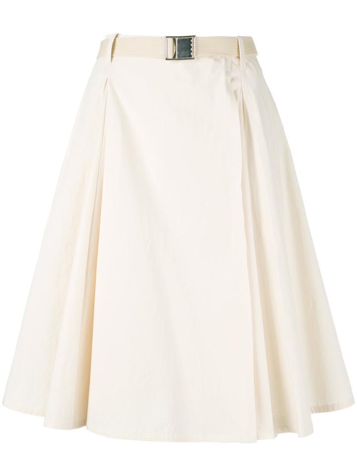 Lemaire - Pleated A-line Skirt - Women - Cotton - 38, White, Cotton