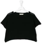 Andorine - Open Knit Cropped T-shirt - Kids - Cotton - 14 Yrs, Black