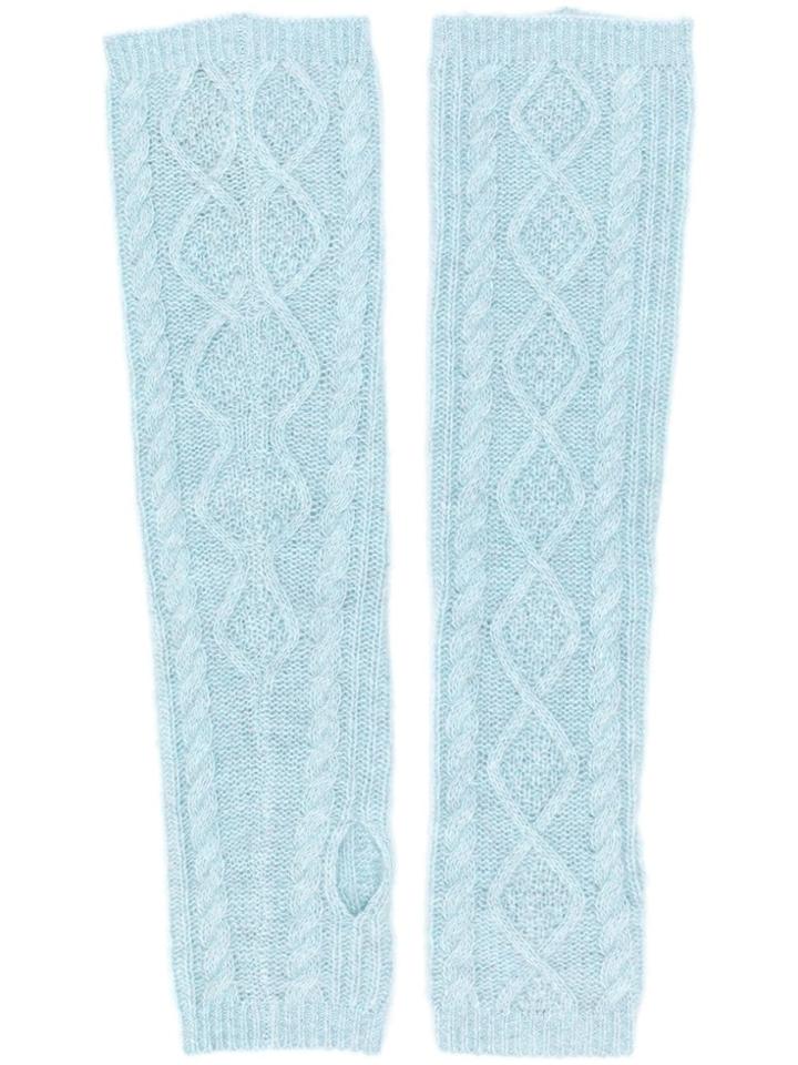 Pringle Of Scotland Cable Knit Wrist Warmers - Blue