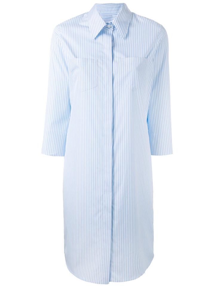 Alberto Biani Striped Shirt Dress, Women's, Size: 40, Blue, Cotton