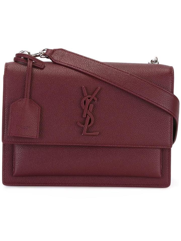 Saint Laurent Medium Sunset Monogram Satchel Bag, Women's, Red, Leather