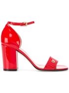 Pollini Logo Plaque Sandals - Red