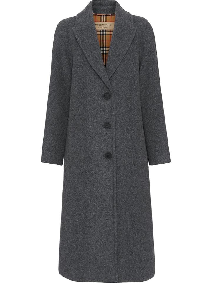 Burberry Wool Blend Tailored Coat - Grey