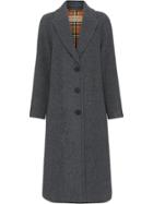 Burberry Wool Blend Tailored Coat - Grey