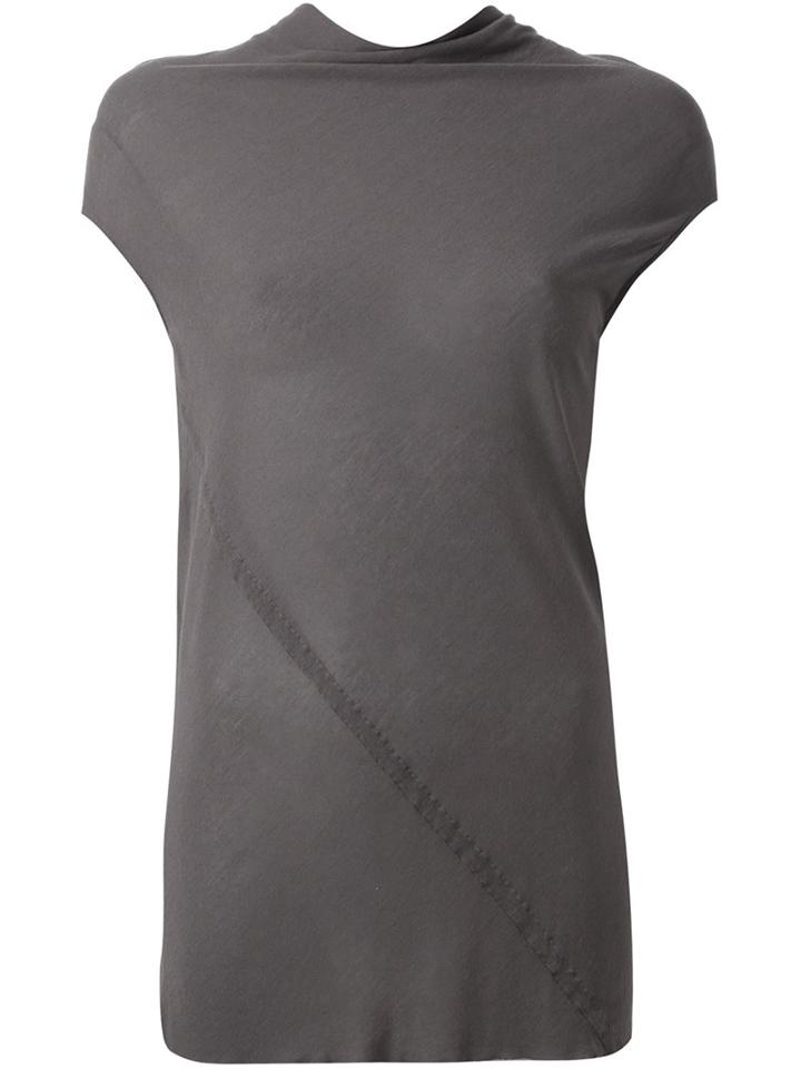 Rick Owens Funnel Neck Top, Women's, Size: 42, Grey, Silk/viscose