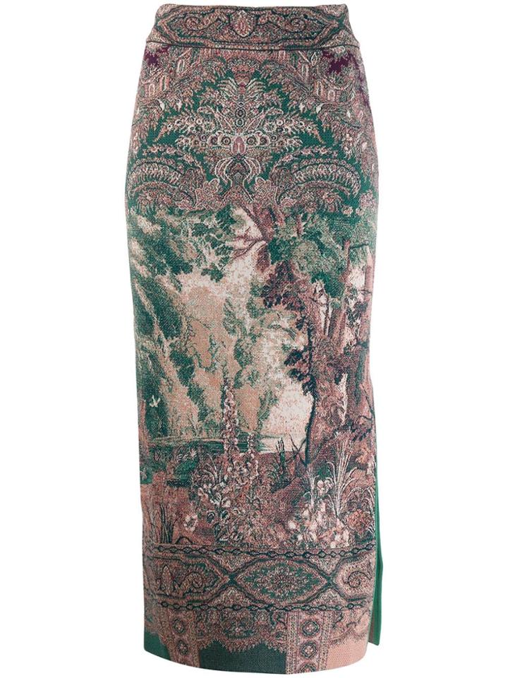Etro Printed Pencil Midi Skirt - Neutrals