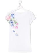 Monnalisa Floral Print T-shirt - White