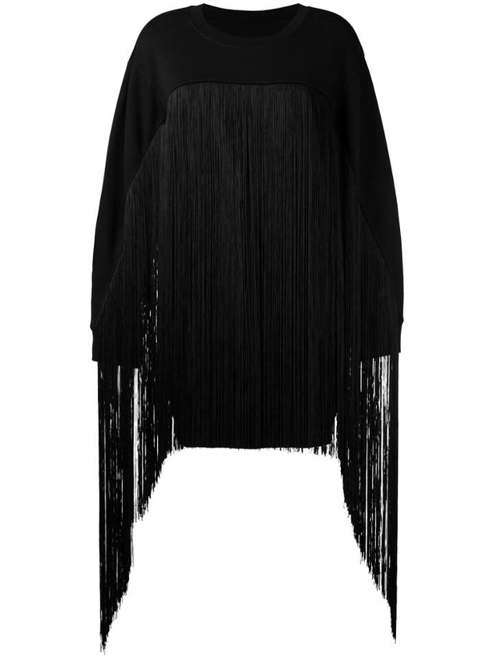 Mm6 Maison Margiela Fringed Oversized Sweater - Black