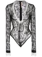 Christopher Kane Beaded Fringe Trim Lace Body - Black