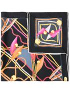Salvatore Ferragamo Braided Trim Print Scarf - Black