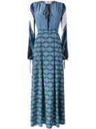 Msgm - Printed Maxi Dress - Women - Silk - 38, Women's, Blue, Silk