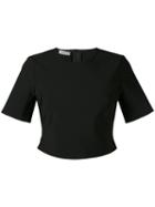 Mugler - Cropped Short Sleeve Top - Women - Polyamide/spandex/elastane/viscose - 38, Black, Polyamide/spandex/elastane/viscose