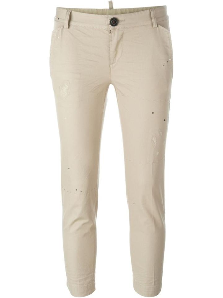 Dsquared2 Cropped Trousers, Women's, Size: 38, Nude/neutrals, Cotton/polyamide/polyester