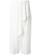 Antonio Marras Ruffle Detail Pants, Women's, Size: 40, White, Acetate/viscose/cotton