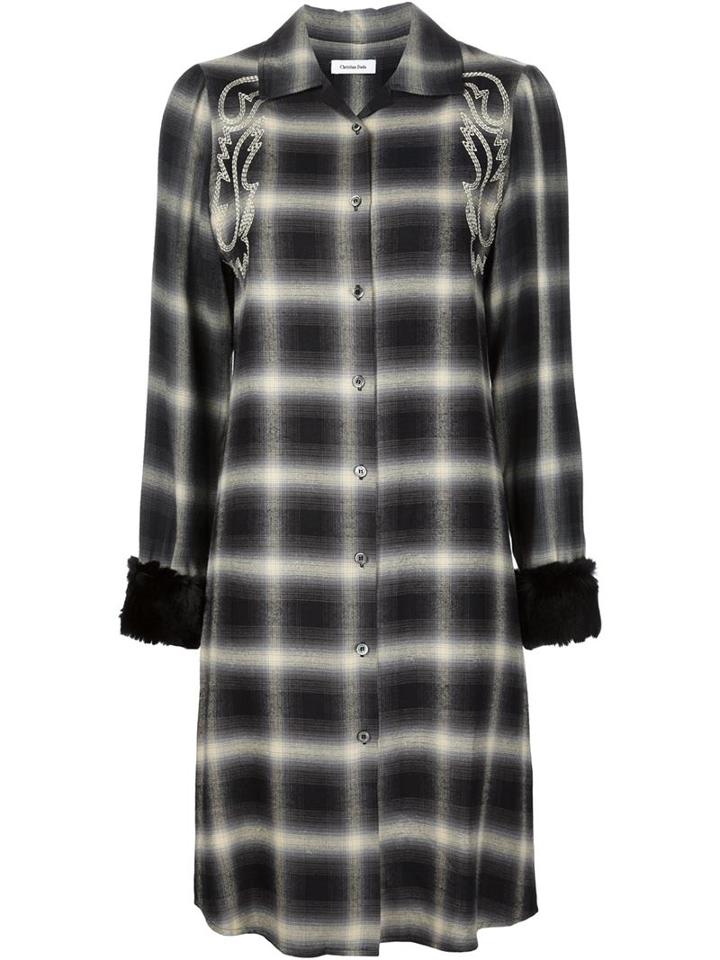Christian Dada Western Embroidered Plaid Dress