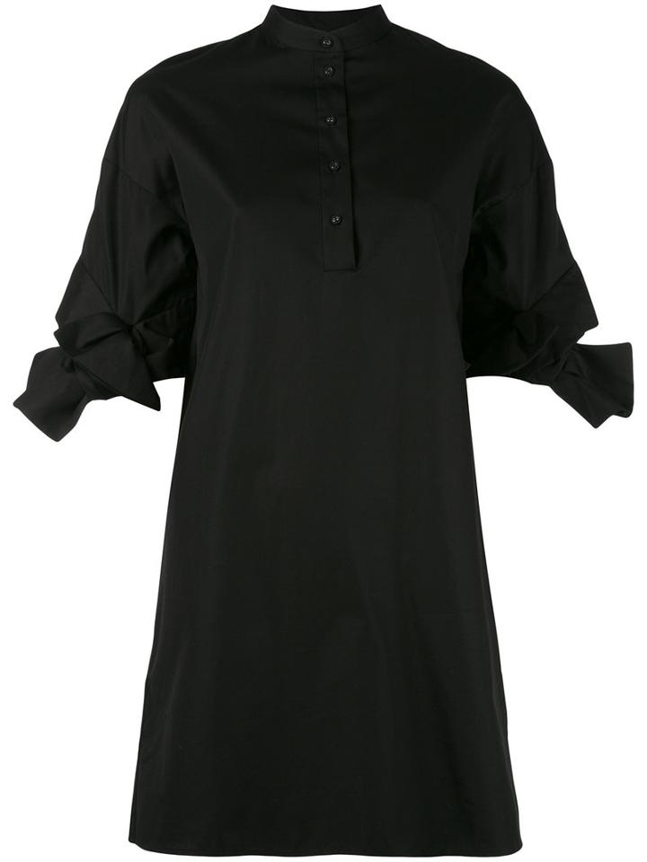 Victoria Victoria Beckham - Tie Knot Sleeves Dress - Women - Cotton - 34, Black, Cotton