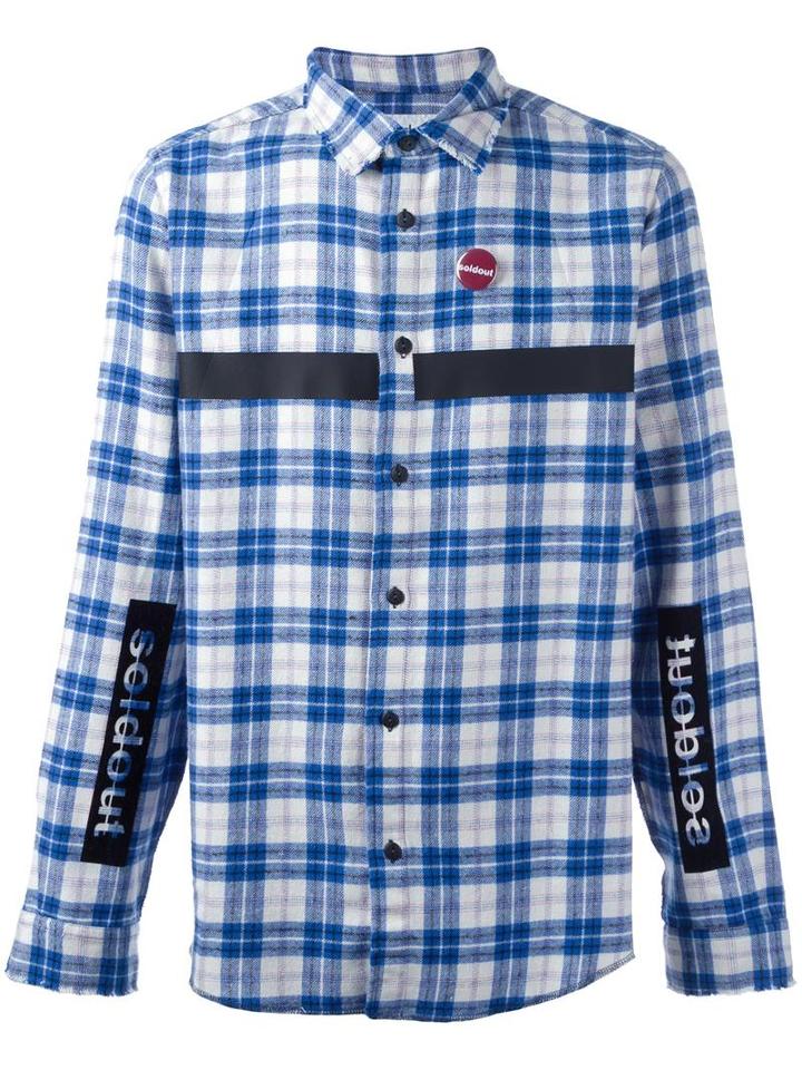 Sold Out Frvr Patched Checked Shirt, Men's, Size: Large, Blue, Cotton/polyester/other Fibers