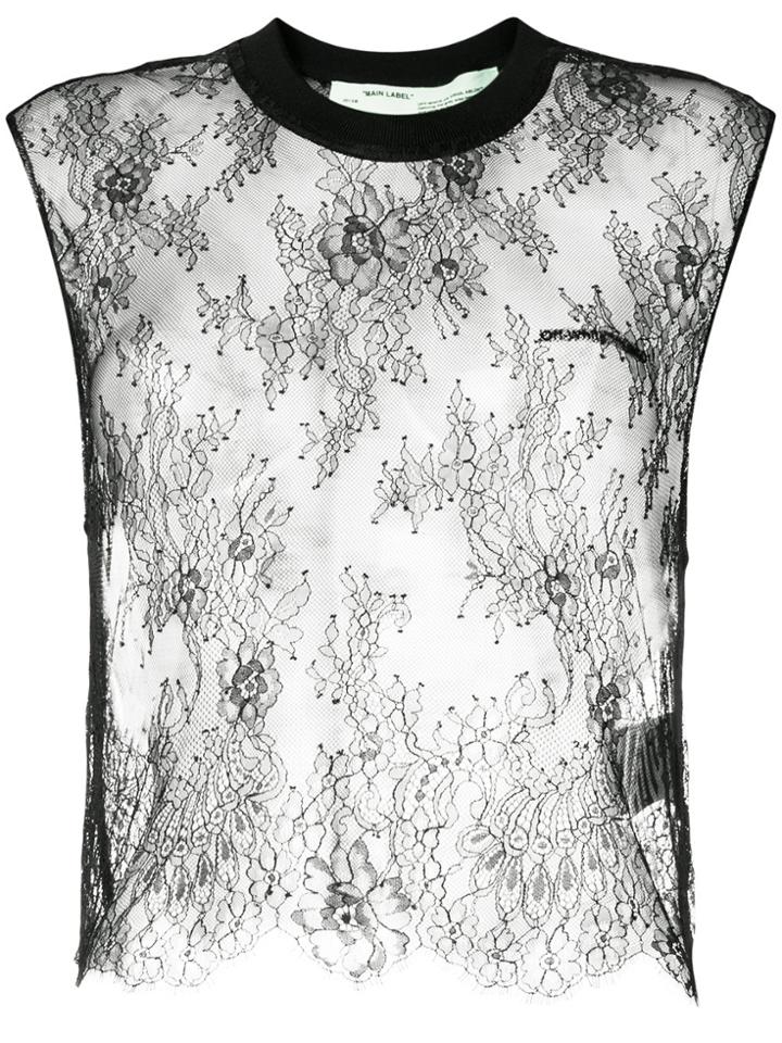 Off-white Lace Tank Top - Black