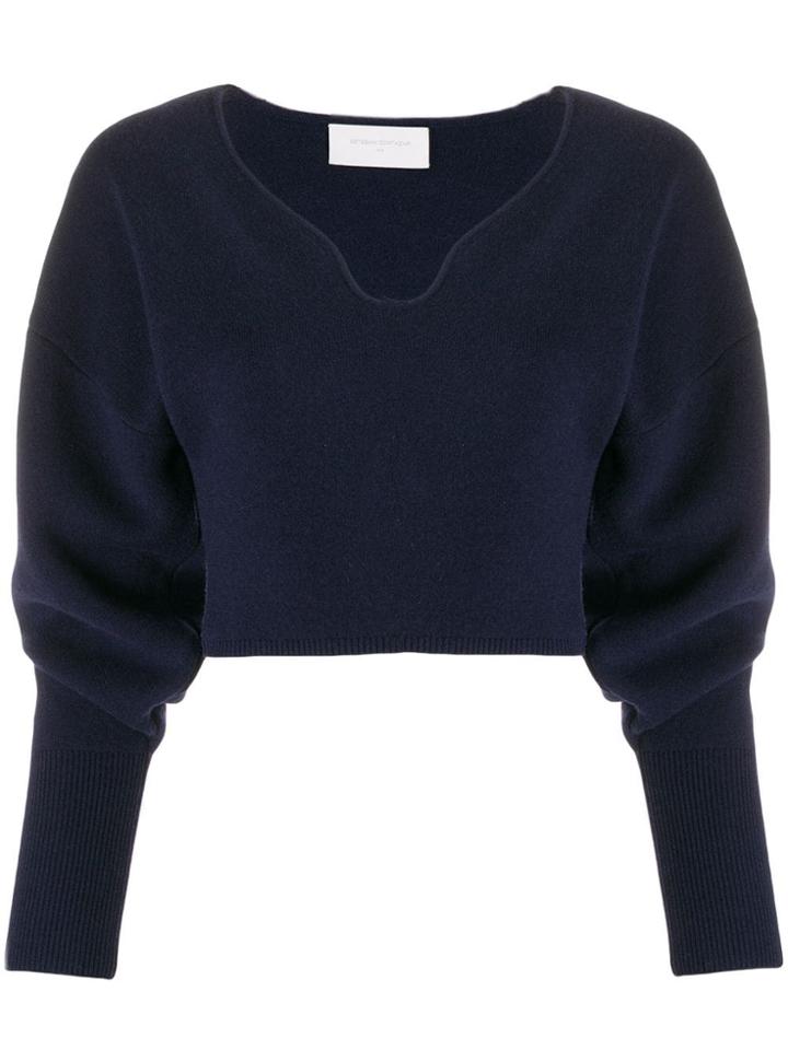 Esteban Cortazar Cropped Volume Sweater - Blue