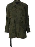 Unravel Frayed Military Jacket, Women's, Size: 6, Green, Cotton/polyamide