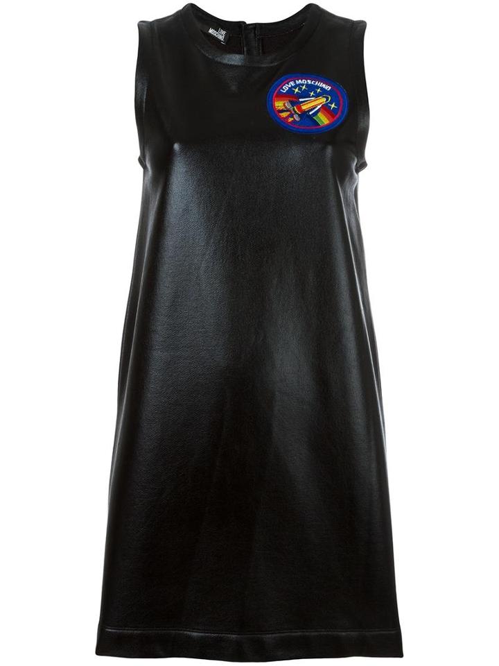 Love Moschino Chest Patch Shift Dress, Women's, Size: 44, Blue, Cotton/polyester/viscose