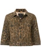 R13 Jackie Leopard Trucker Jacket - Brown
