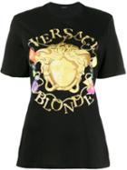 Versace Blonde Medusa Print T-shirt - Black