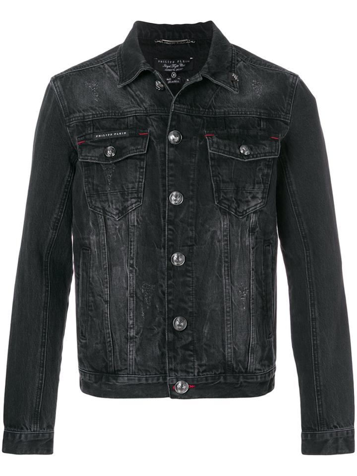 Philipp Plein Distressed Denim Jacket - Black